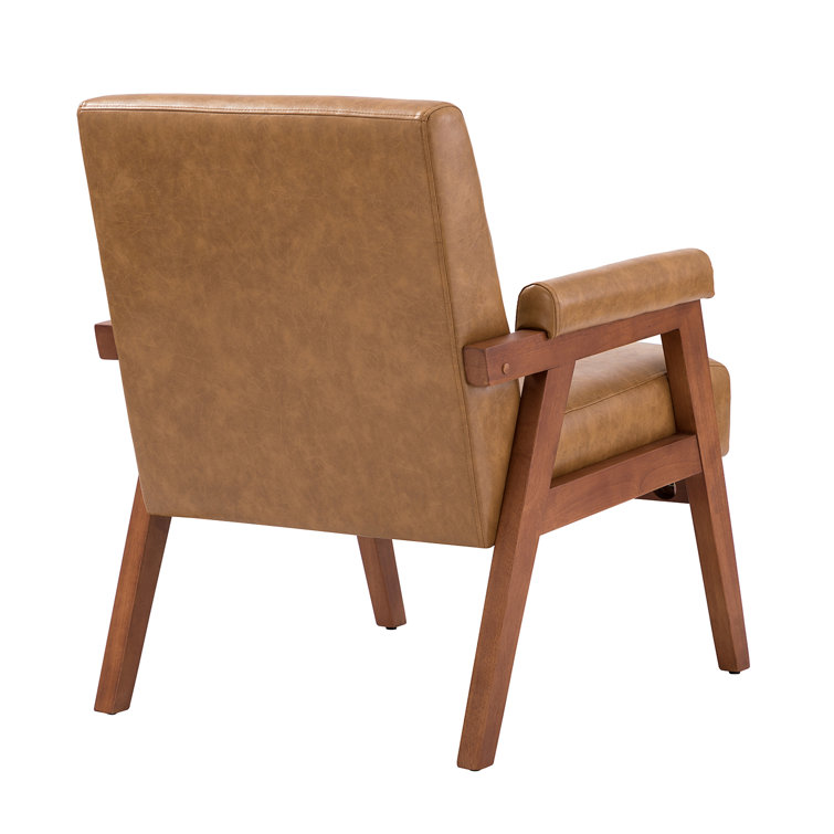 Wade Logan Arnee Wooden Upholstered Armchair with Solid Wood Legs